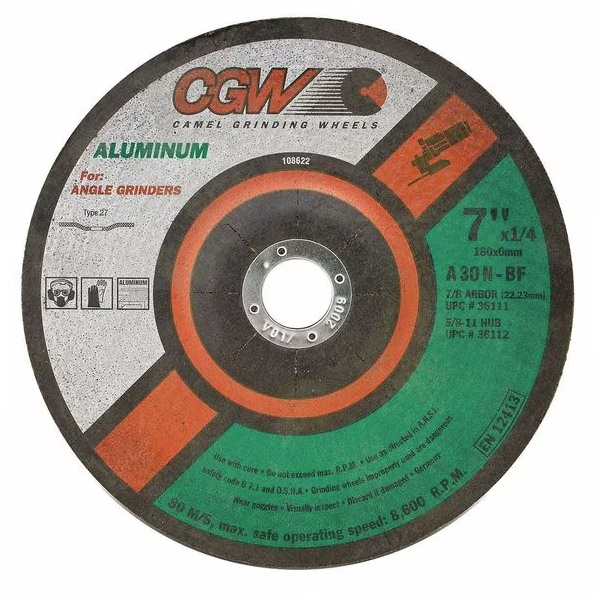 Picture of CGW "Camel" Abrasive 5X1/4X5/8-11 T27 A30-N-Alu Wheel Grinding